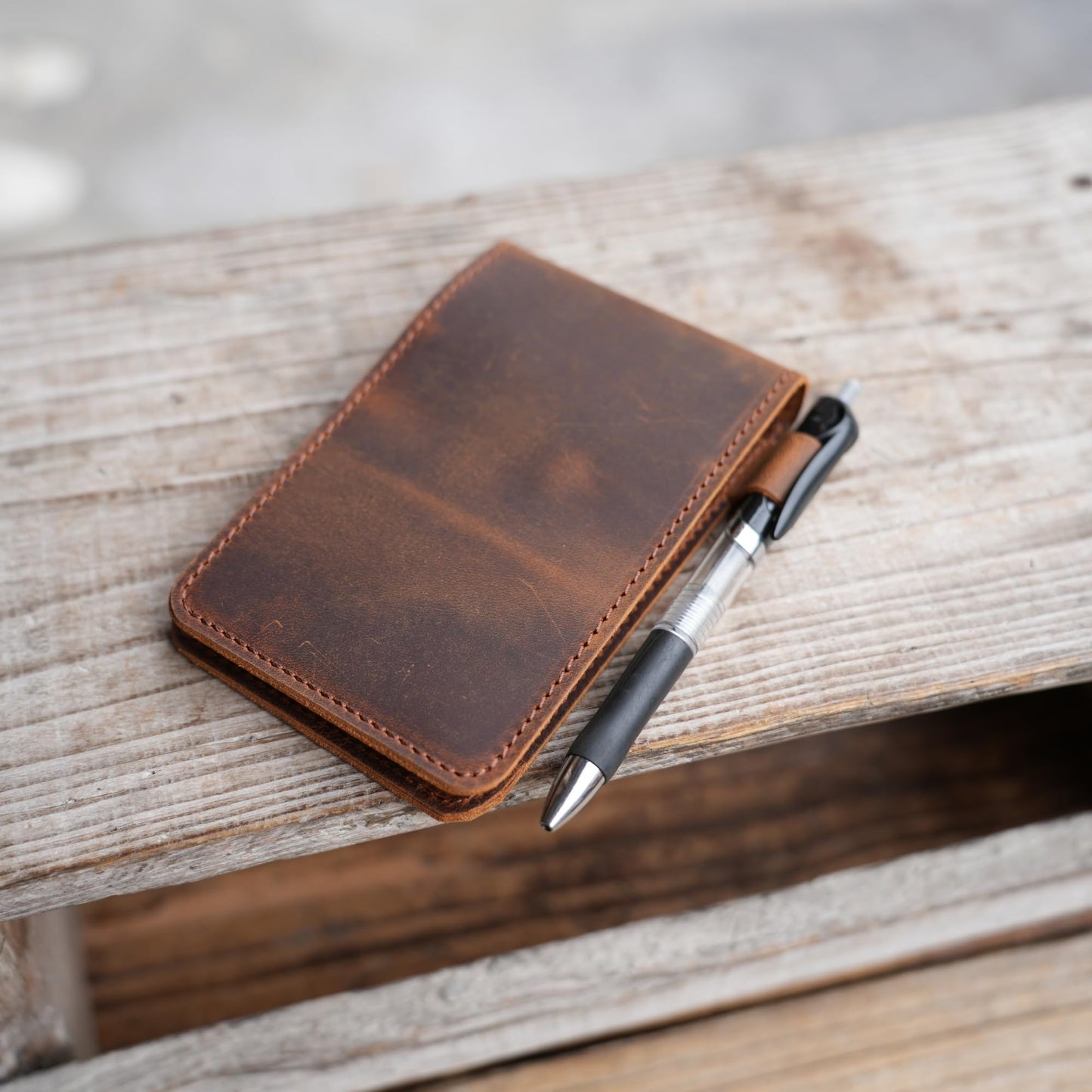 JJNUSA Genuine Leather Notepad Cover For Mini Pocket Notebook 3" X 5", Leather Cover For Rite In The Rain Top-Spiral Notebook,Travel Index Cards 3 x 5 Cover Holder Jotter 3" x 5" (Brown2)