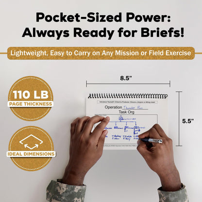 Laminated OPORD Cards by ARMY FLASHCARDS Waterproof Operations Order Shell Battle Book, Military Flashcards for ROTC and Platoon Leaders, USA Veteran Made, Cargo Pocket Size, ArmyGifts Basic Training