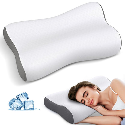 Cervical Neck Pillow for Pain Relief, Contour Memory Foam Pillows for Sleeping, Ergonomic Pillow Orthopedic Cooling Pillow Bed Pillow Neck Support for Side Back Stomach Sleepers