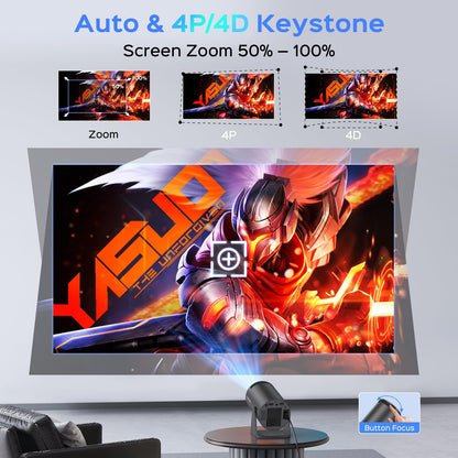 Mini Projector With WiFi and Bluetooth, 180 Rotatable Portable, 150" Smart With Android TV 11, 1080P Support Decoding Projectors 4K, 2.4G/5G WiFi6, Auto Keystone for Home Outdoor Proyector, Iron Grey