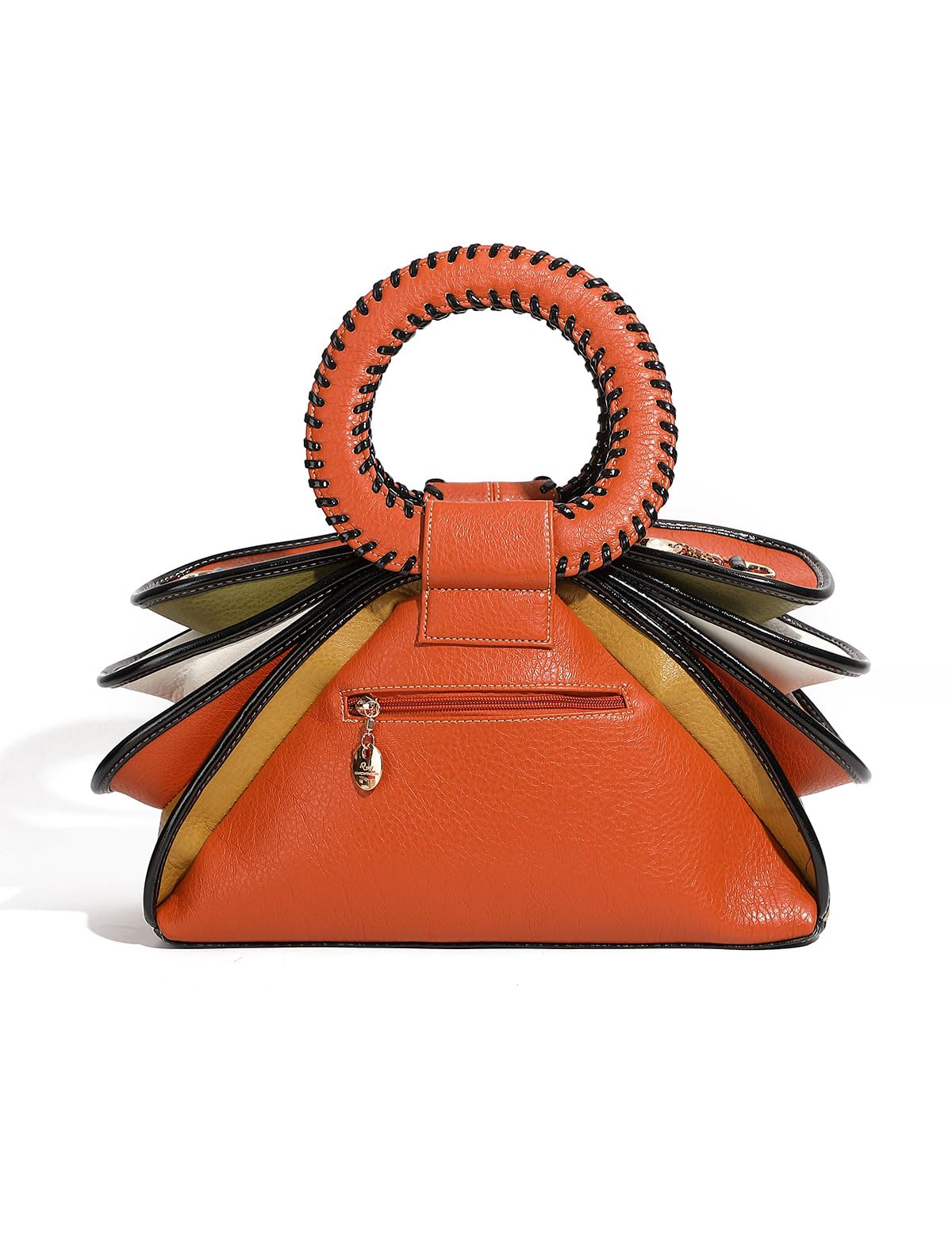 Designer Multicolor Leather Top Handle Handbag Bag Woman Large Capacity Purse Fashion Women Crossbody Bags for Women (Orange)