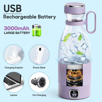 MIAOKE Portable Blender,Fashion Portable Blender for Shakes and Smoothies 11.8 Oz,Magnetic USB Fast Charging Mini Mixer Bottle,Take It for Traveling, Outdoor, Gym, Office, Cars, Gift -PK