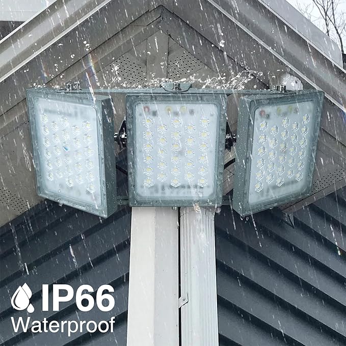 STASUN LED Flood Light Outdoor, 150W 13500lm Outdoor Lighting with 330° Lighting Angle, 5000K, 3 Adjustable Heads, IP66 Waterproof LED Exterior Security Area Lights for Yard, Stadium, Parking Lot