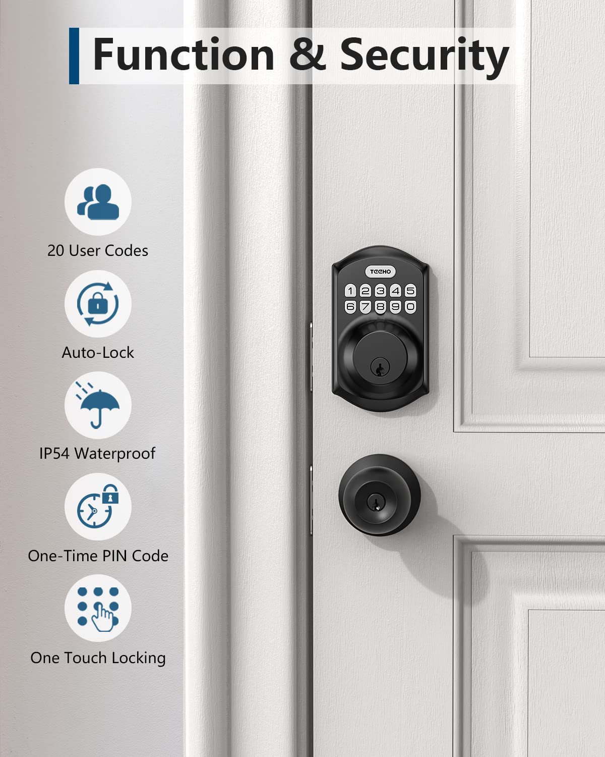 TEEHO TE001 Keyless Entry Door Lock with Keypad - Smart Deadbolt Lock for Front Door with 2 Keys - Auto Lock - Easy Installation - Satin Nickel