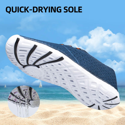 DOUSSPRT Men's Water Shoes Quick Drying Sports Aqua Shoes BlueWhite Size 12.5