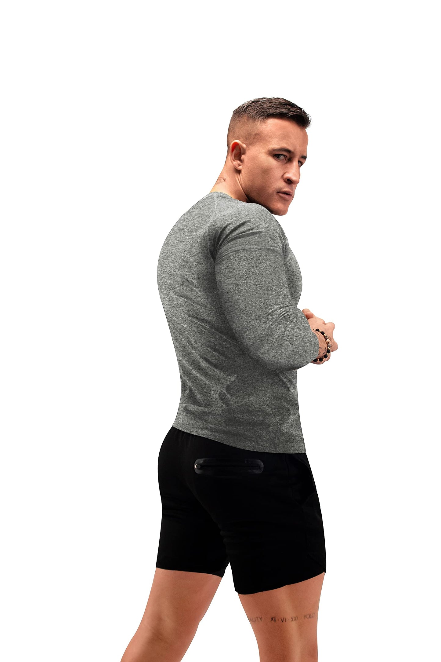 FUXERT Sauna Shirt for Men Long Sleeve Sauna Suit Heat Trapping Workout Shirts Sweat Enhance Vest for Workout Sports(GY S)