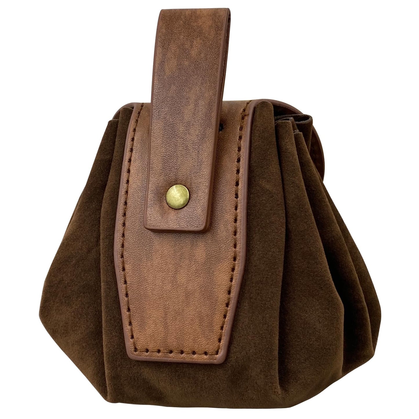 HiiFeuer Medieval Embossed Faux Leather Belt Pouch, Retro Renaissance Portable Belt Bag Coin Purse Dice Bag for LARP Ren Faire (Brown A)