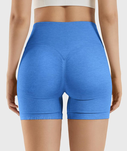 YEOREO SoftHue Workout Shorts Womens Scrunch Butt Lifting 4.5" Seamless Gym Clorisy Running Shorts Ocean Blue L