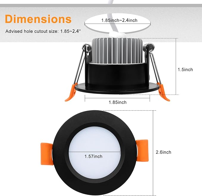 YGS-Tech 2 Inch LED Recessed Lighting, Dimmable Downlight 3W(35W Halogen Equivalent), CRI80, 4000K Natural White Ceiling Light with LED Driver (24 Pack)