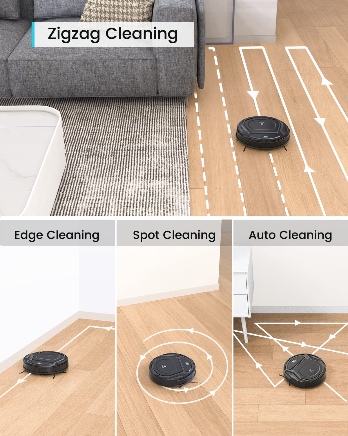 Lefant M210 Pro Robot Vacuum, Slim Quiet, 3 Adjustable Suction Levels, 6 Modes, Robot Vacuum Cleaner for Pet Hair, Hard Floors & Low Carpets, Self-Charging, WiFi/App/Alexa Control, Gray