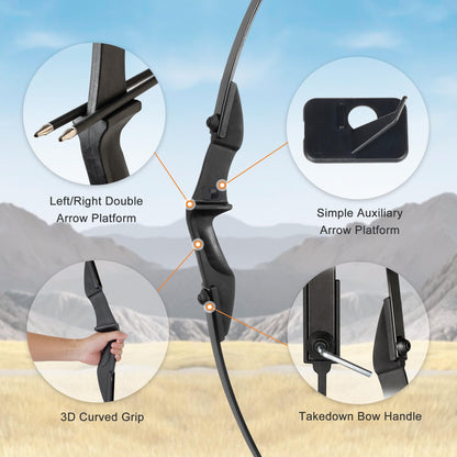 NorthSpoor Recurve Bow and Arrow Set，Takedown Recurve Bows Archery for Adults Left and Right Hands 40lbs Archery Set