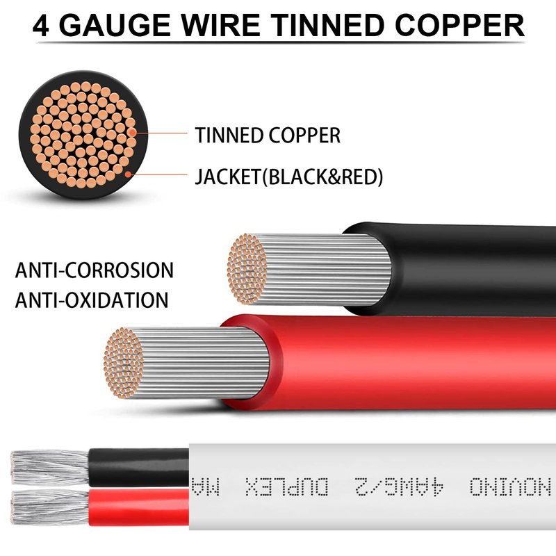 8 Gauge Marine Wire Duplex Marine Grade Wire,8 AWG 50ft Tinned Copper Oxygen-Free Insulated Red& Black Electrical Cable for Boat/Automotive/RV/Camper/Trailer