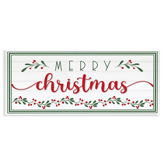 Stupell Industries Merry Christmas Phrase Festive Floral Holly Detail