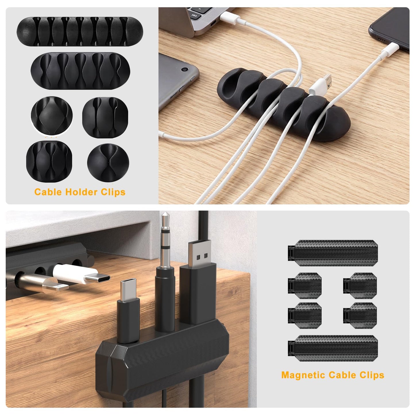 353 PCS Cable Management Kit - 1 Cable Management Box, 4 Cable Sleeve Split, 130 Adhesive Cable Clip, 17 Cable Holder, 1 Roll Cable Organizer Strap, 150 Cable Tie with 50 Mount, for Computer Desk TV