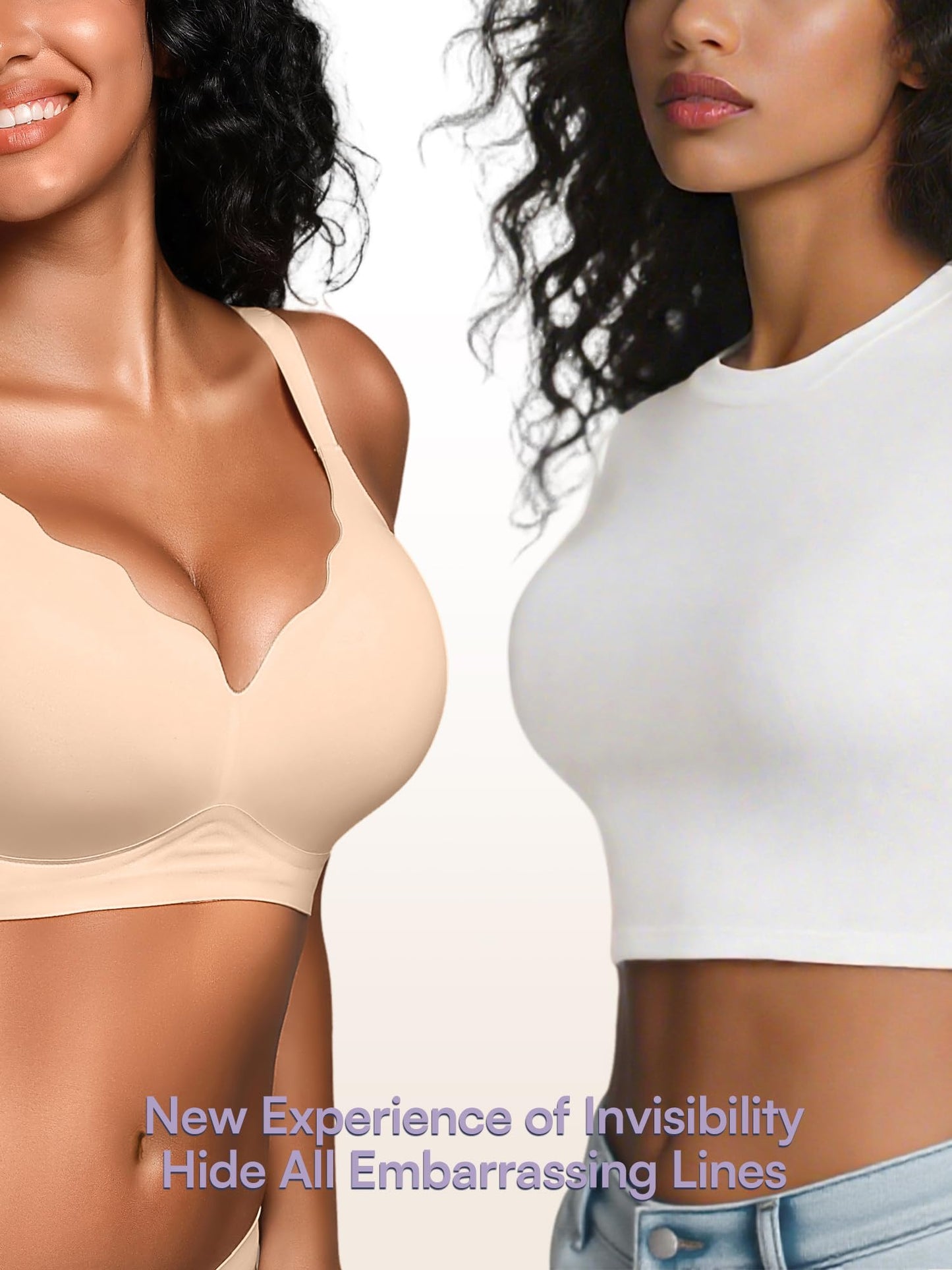 Wireless Jelly Bras for Women No Underwire with Support - S-2XL Seamless Bralettes Everyday Comfort Tshirt Padded Bra