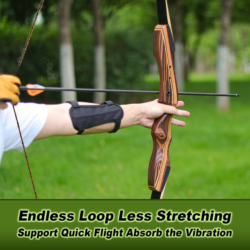 Deerseeker Archery Bowstring Set - Dacron Recurve Bow String Replacement with 2 Nocking Points | 12-16 Strands for 48-70 Inch Traditional Longbow