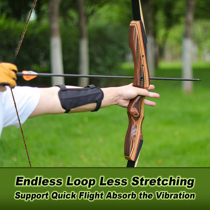 Deerseeker Archery Bowstring Set with 2 Nocking Points Dacron Recurve Bow String Replacement 12, 14, 16 Strands for Traditional Longbow Bow Shooting 48-70 inches（Brown, 1pcs ）