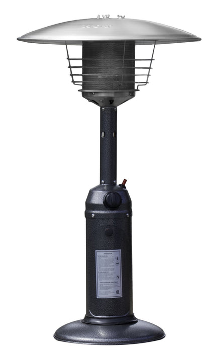 Hiland HLD032-C Portable Table Top Patio Heater, 11,000 BTU, Use 1lb or 20Lb Propane Tank, Hammered Silver
