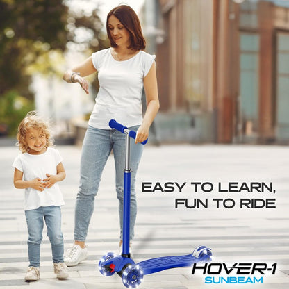 Hover-1 Sunbeam Kick Scooter with Multicolor Wheel Lights, 4.5” Front Wheels, Rear Foot Brake, and 110 Pound Weight Capacity