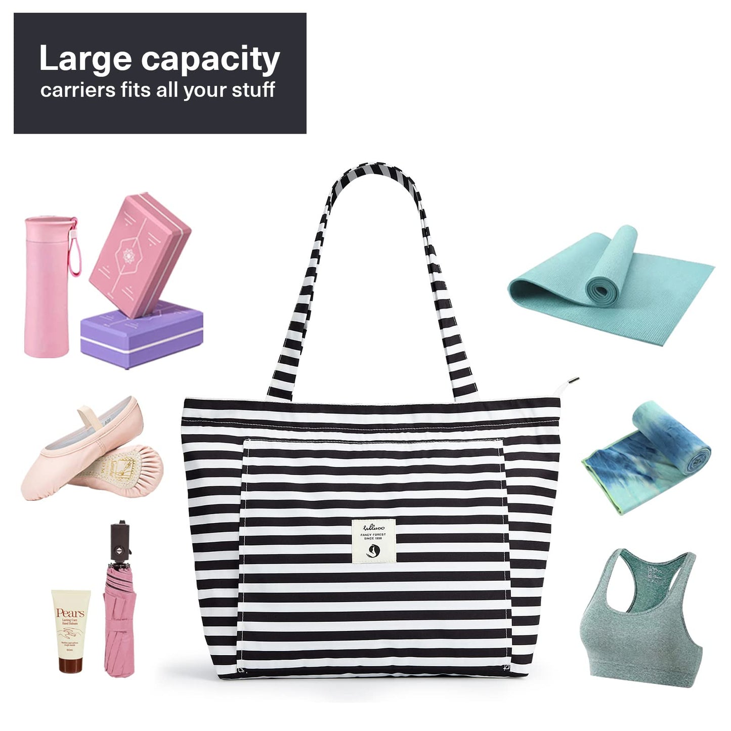 WLLWOO WLLWOO Yoga Bags for Women with Yoga Mats Bags Carrier Carryall Canvas Tote for Pilates Shoulder for Travel Office Beach Workout