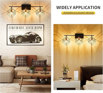 3 Light Vanity Light for Bathroom,Bathroom Light Fixtures Over Mirror with Rotatable 3 Cube Shades, Modern Wall Mounted Lights Matte Black,Industrial Black Vanity Light for Hallway Living Room