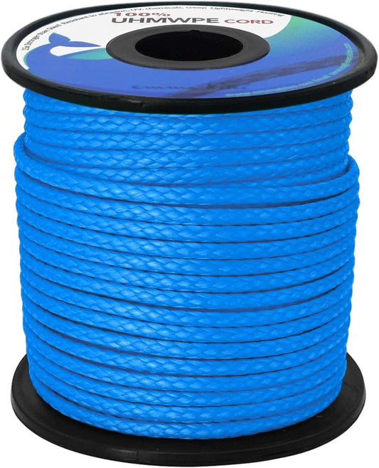 Hollow UHMWPE Braided Cord - Spliceable 1.3mm, 1.6mm, 2mm for Tent Guyline, Tarp, Hammock & Camping Gear