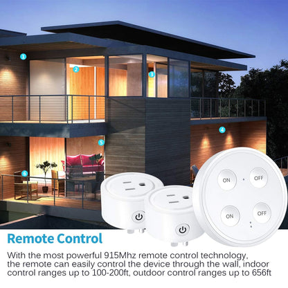 LoraTap Mini Remote Control Outlet Plug Adapter, 656ft Range Wireless Light Switch for Household Appliances, No Hub Required, 10A/1100W, White