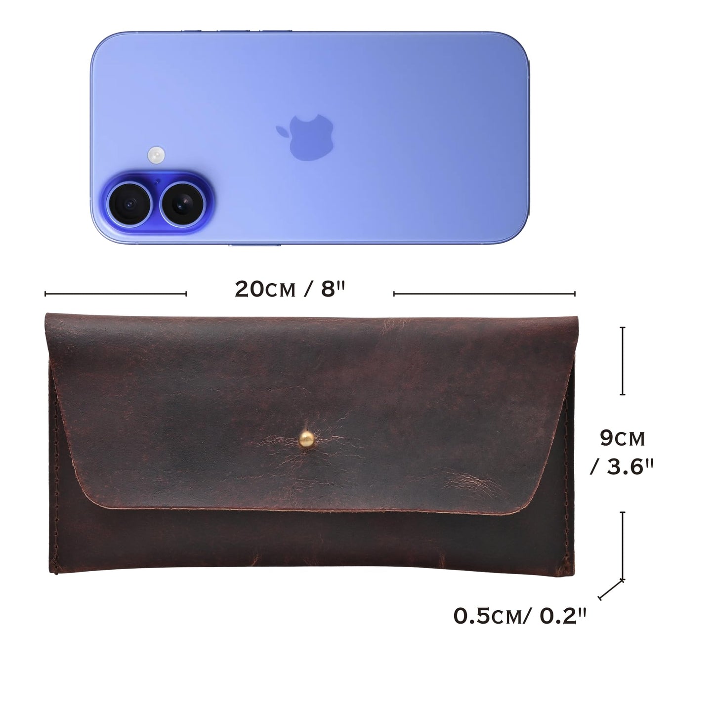 Autentico Leather Money Cash Envelopes Wallet for Men, Money Bag Pouch Reusable Budget Envelope, Retro Clutch Wallet, Dark Brown