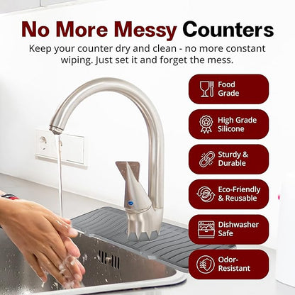 Odrago Silicone Faucet Mat, Countertop and Kitchen Sink Splash Guard, Anti-Slip
