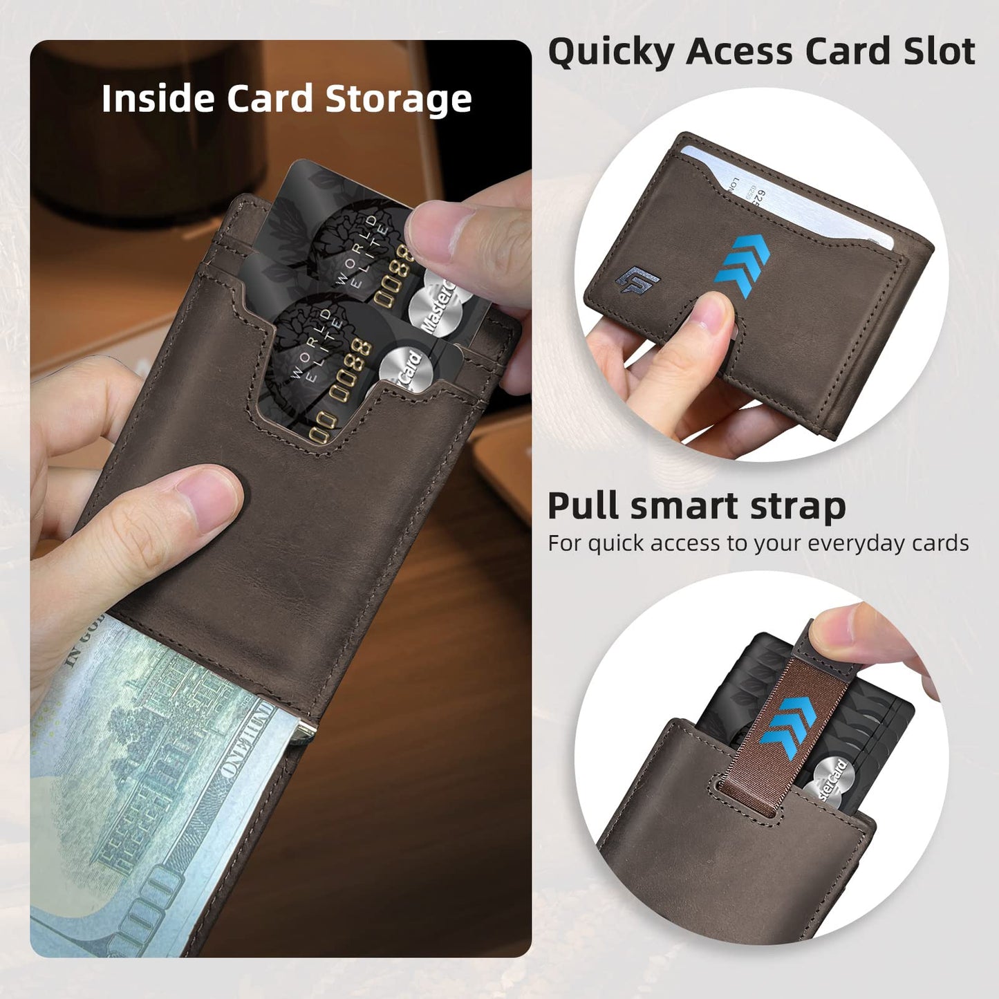 ECOZATU Slim Minimalist Wallet for Men- Money Clip Wallet | Bifold Men Wallets | RFID Blocking Wallet | Genuine Leather Wallets for Men | 12 Card Holder Mens Wallet | Mens Front Pocket wallet