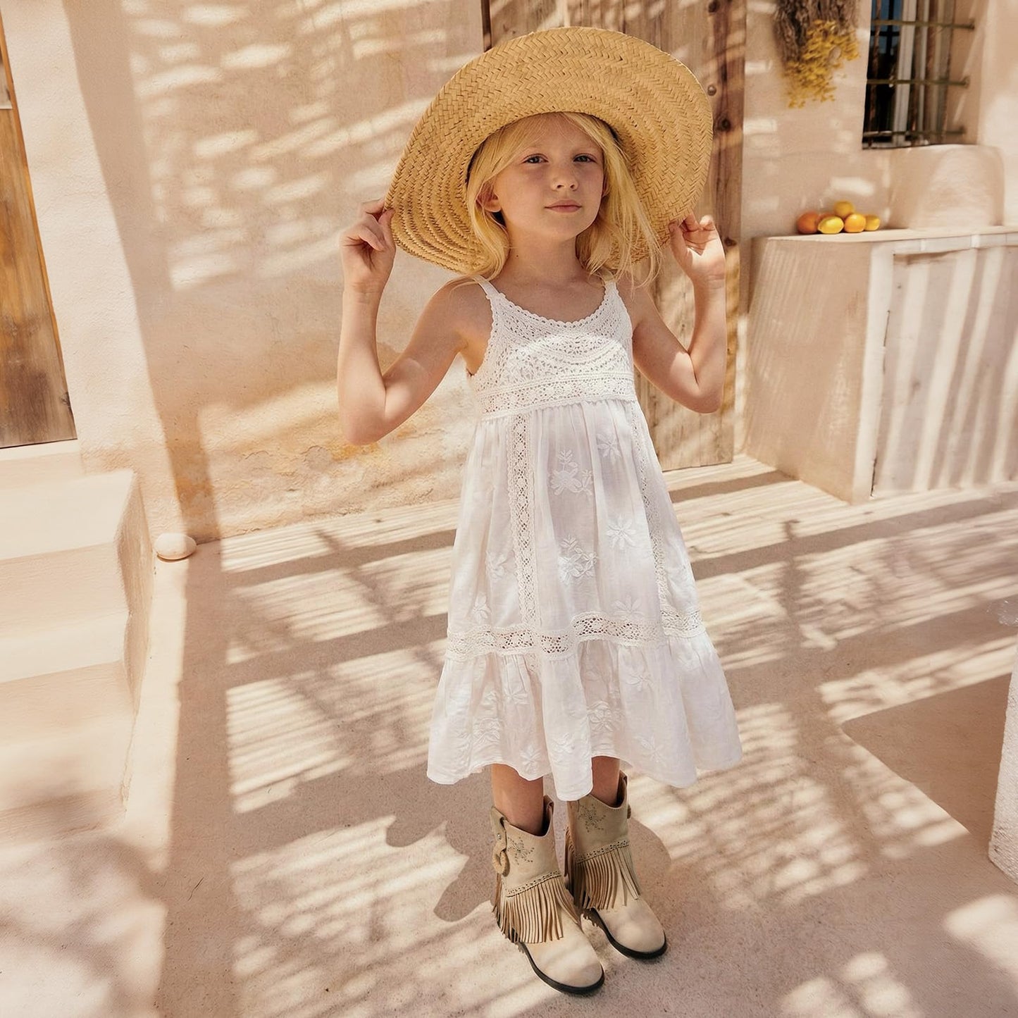Choiran Fringe Cowgirl Boots for Girls - Floral Cowboy Boots for Little Kid/Big Kid/Toddler, Comfortable Non-Slip Suede Western Shoes for Daily, Rodeo Theme Party, Casual Wear