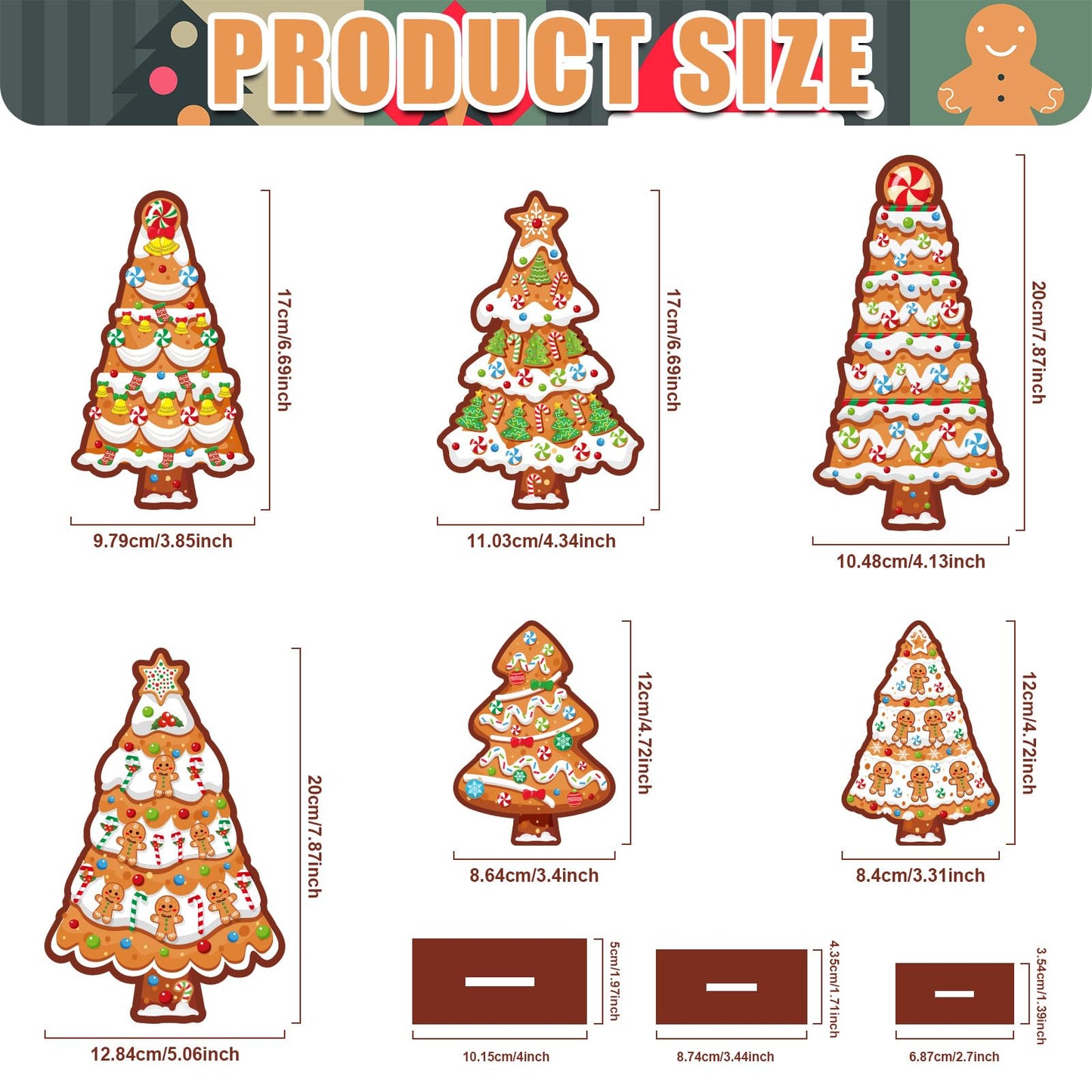 Cinrobiye 6 Pcs Christmas Table Decorations, Gingerbread Tree Tabletop Centerpieces Farmhouse Rustic Wood Xmas Trees for Home Mantel Fireplace Winter Holiday Party Supplies Decor