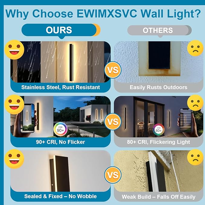Modern Outdoor Wall Lights, 2PC 79inch Long Outdoor Sconce Lights Black Linear Wall Lights Exterior IP65 Waterproof Outside Light Wall Mounted LED Outside Porch Lights for House Patio