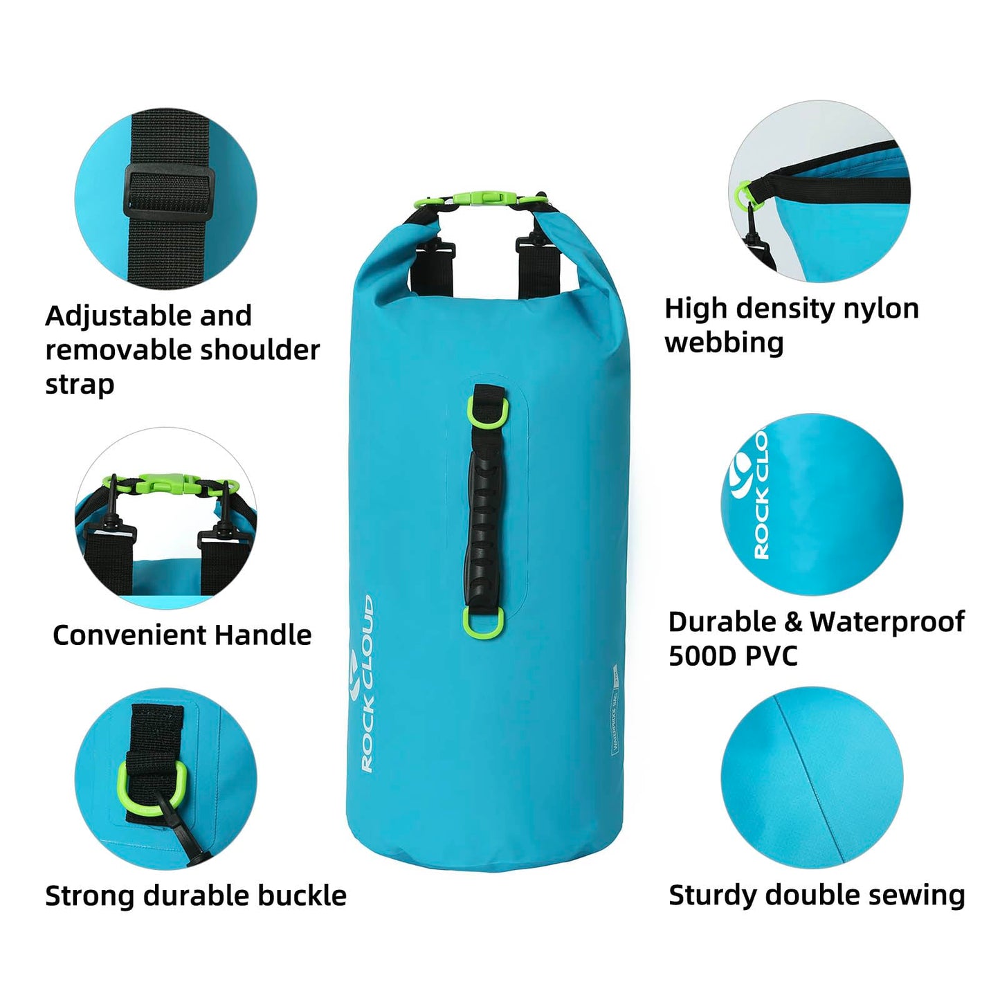 ROCK CLOUD Dry Bag Waterproof 20L Dry Sack for Kayaking Rafting Boating Beach Surfing Swimming Canoe Camping Hiking Fishing Ski