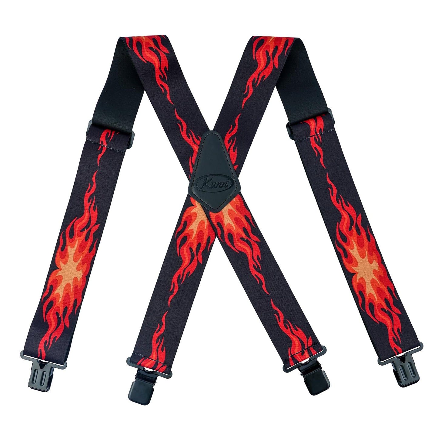 KUNN Suspenders for Men 2Inch Wide Adjustable Elastic Suspender Heavy Duty Clips Work Suspenders