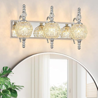 Modern Crystal Bathroom Vanity Lights Fixtures Over Mirror Chrome Vintage 3-Lights 20 Inch Bathroom Light Fixtures Glass Crystal Vanity Lights
