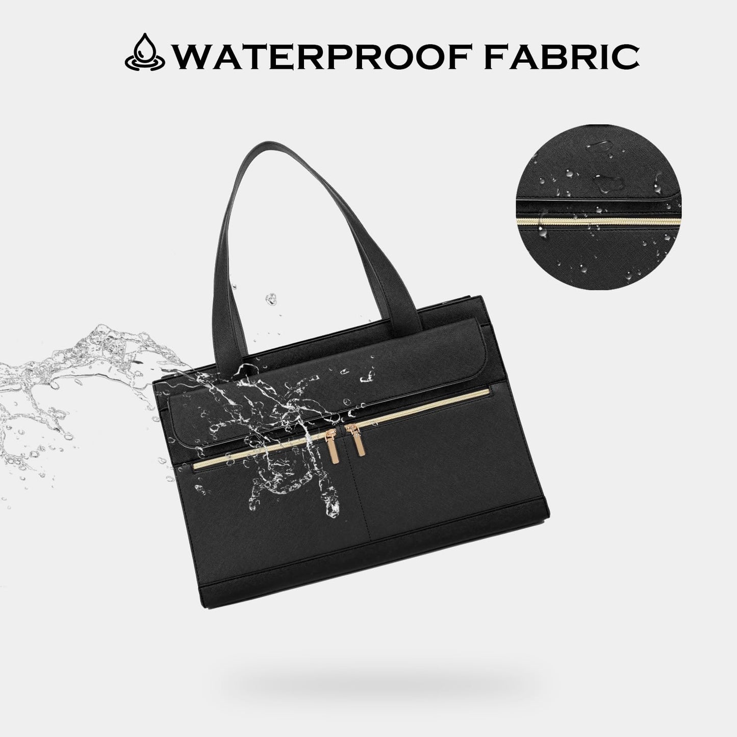 Laptop Bag for Women 15.6 Inch, Professional Tote Briefcase Purse, Eco-friendly Leather Teacher Bag Work Bag for Business(Black)