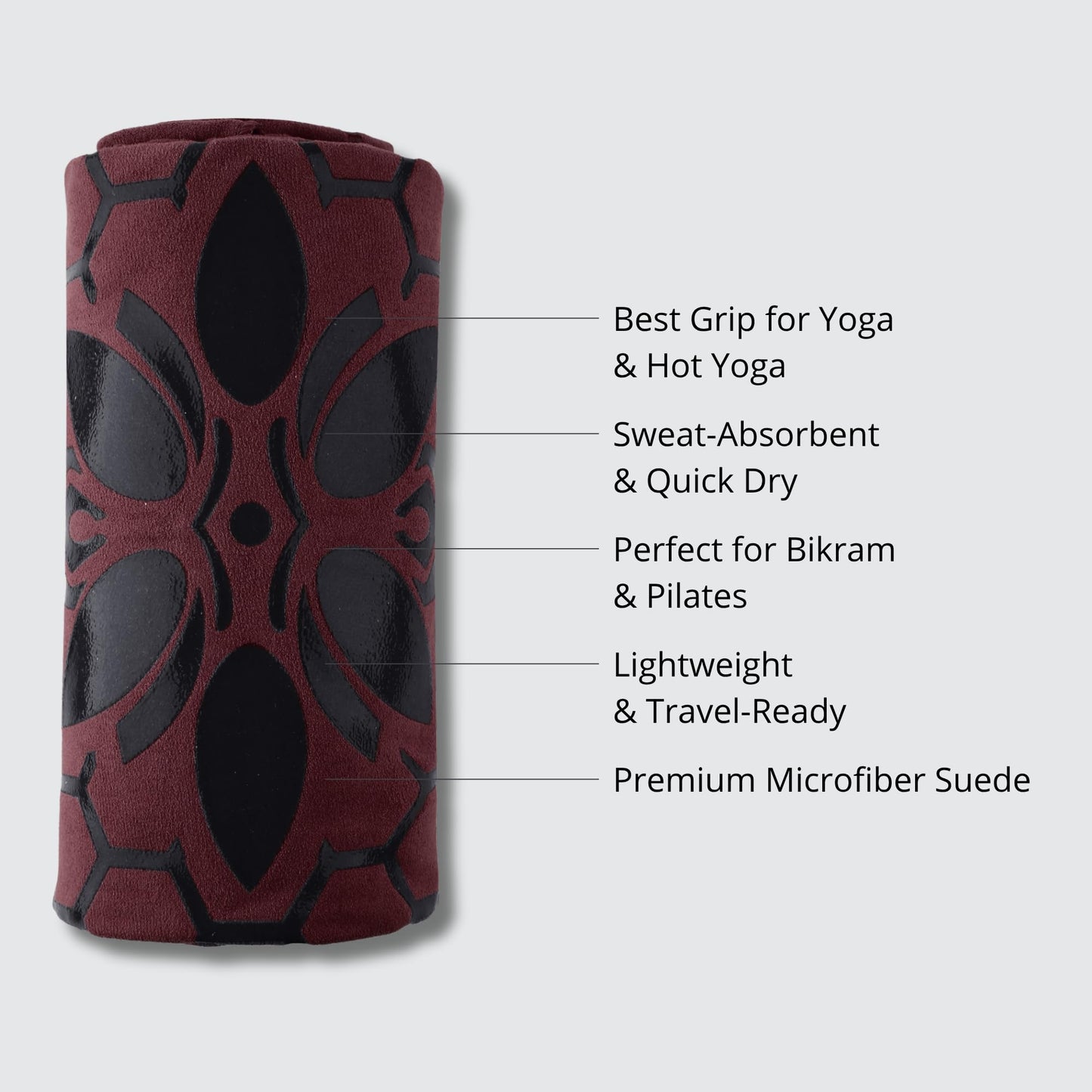 Clever Yoga Hot Yoga Mat Towel – Non-Slip Grip for Hot Yoga, Sweat Absorbent, Honeycomb Silicone Grip, Stays Flat – Ideal for Pilates, Travel, Washable & Lightweight - Dark Blue