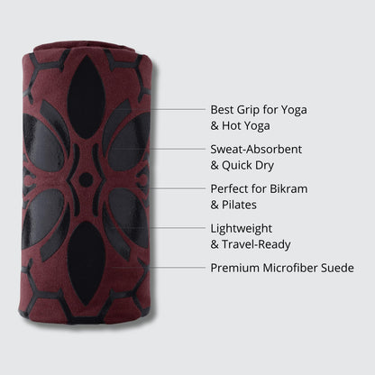 Clever Yoga Hot Yoga Mat Towel – Non-Slip Grip for Hot Yoga, Sweat Absorbent, Honeycomb Silicone Grip, Stays Flat – Ideal for Pilates, Travel, Washable & Lightweight - Dark Blue