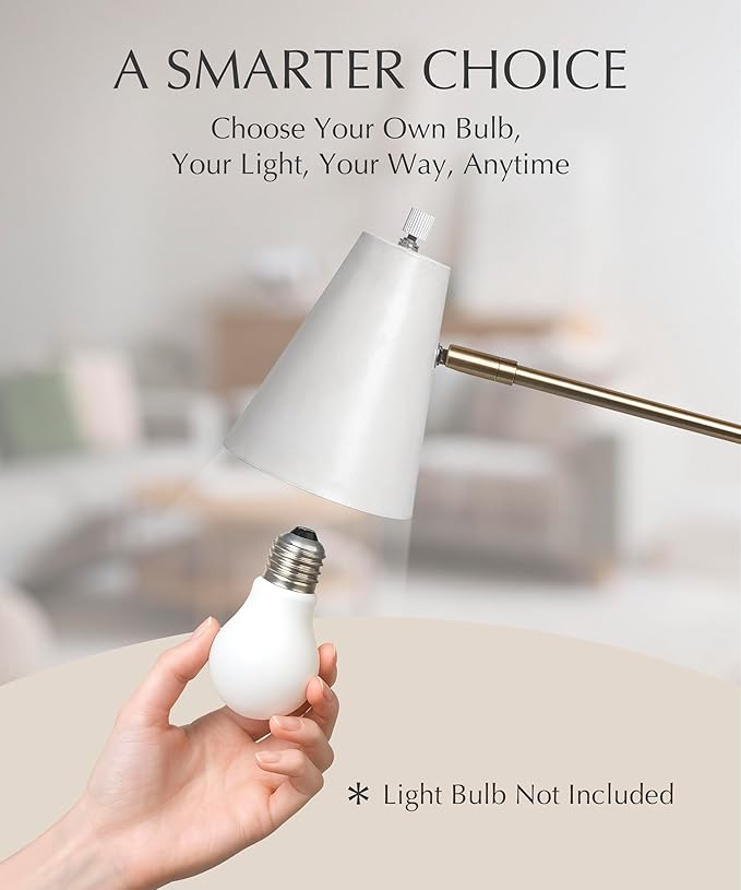 HarvestLand HaloBar Brass Desk Lamp Home Office – White Industrial Table Lamp with Solid Base for Office, Reading Lamps for Bedside Table, Study and Reading Task Lamp