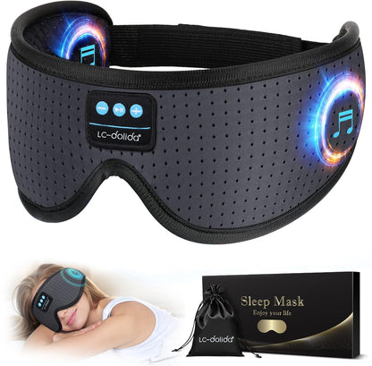 LC-dolida Sleep Headphones, White Noise Bluetooth Sleep Mask 3D Wireless Timing Eye Mask for Sleeping, Sleep Mask with Bluetooth Headphones for Side Sleepers Travel Yoga, Cool Gadgets for Men Women