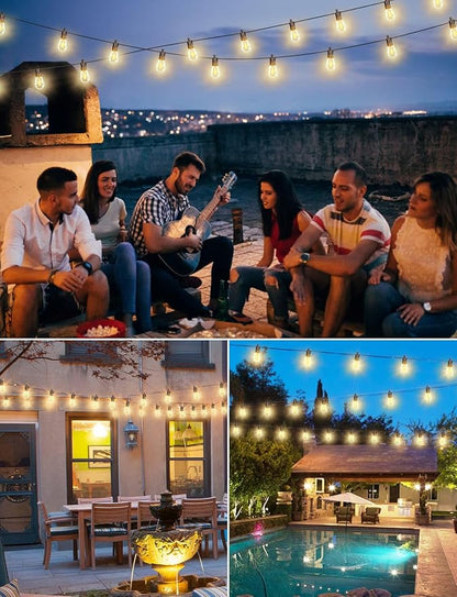 Brightever 150FT Outdoor String Lights, Patio Lights with 45+2 S14 Shatterproof E12 Base LED Bulbs, Outside Hanging Decorative Lights Waterproof for Porch, Balcony, Backyard, Bistro, 2700K Dimmable
