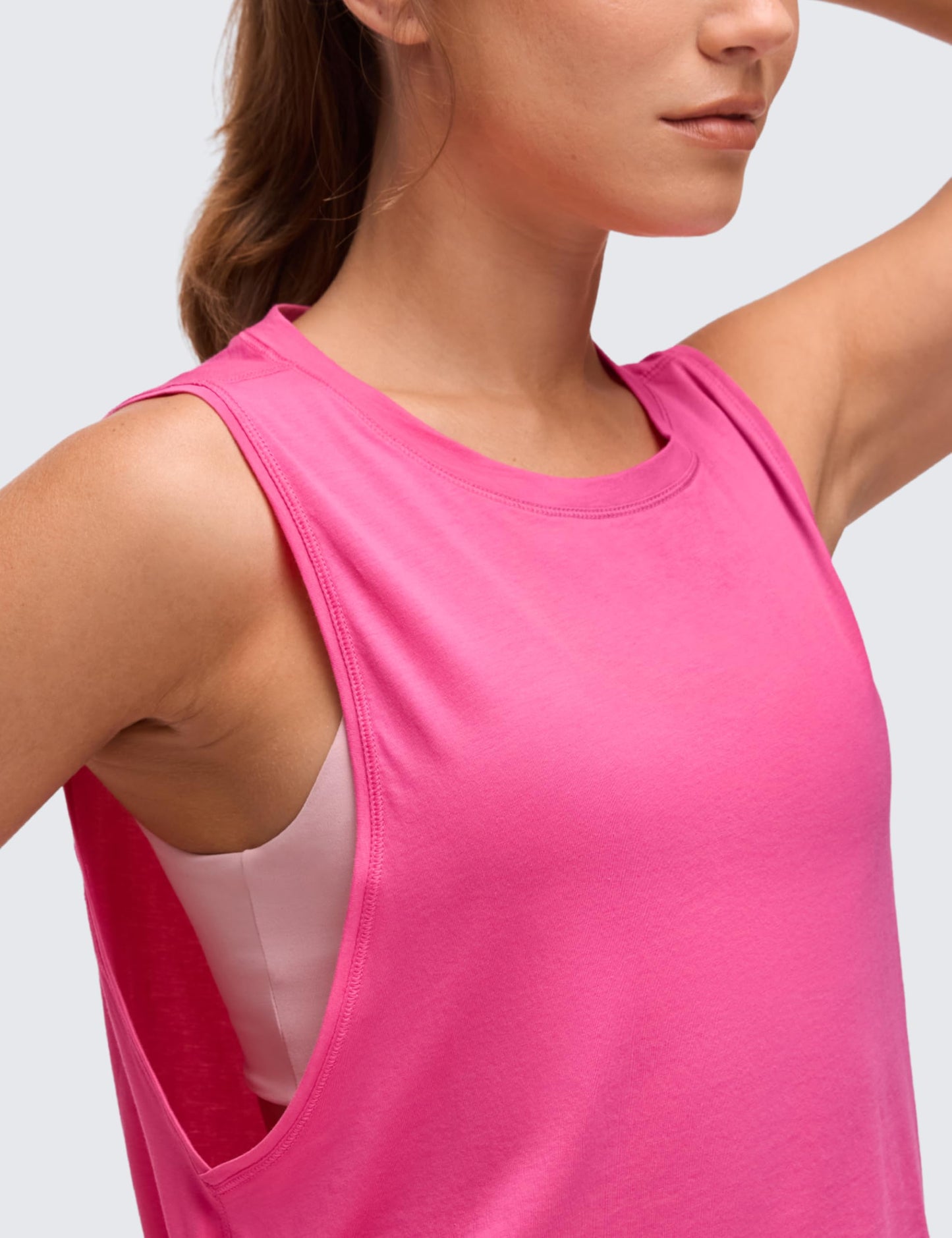 CRZ YOGA Pima Cotton Dropped Armhole Tank Sonic Pink Medium