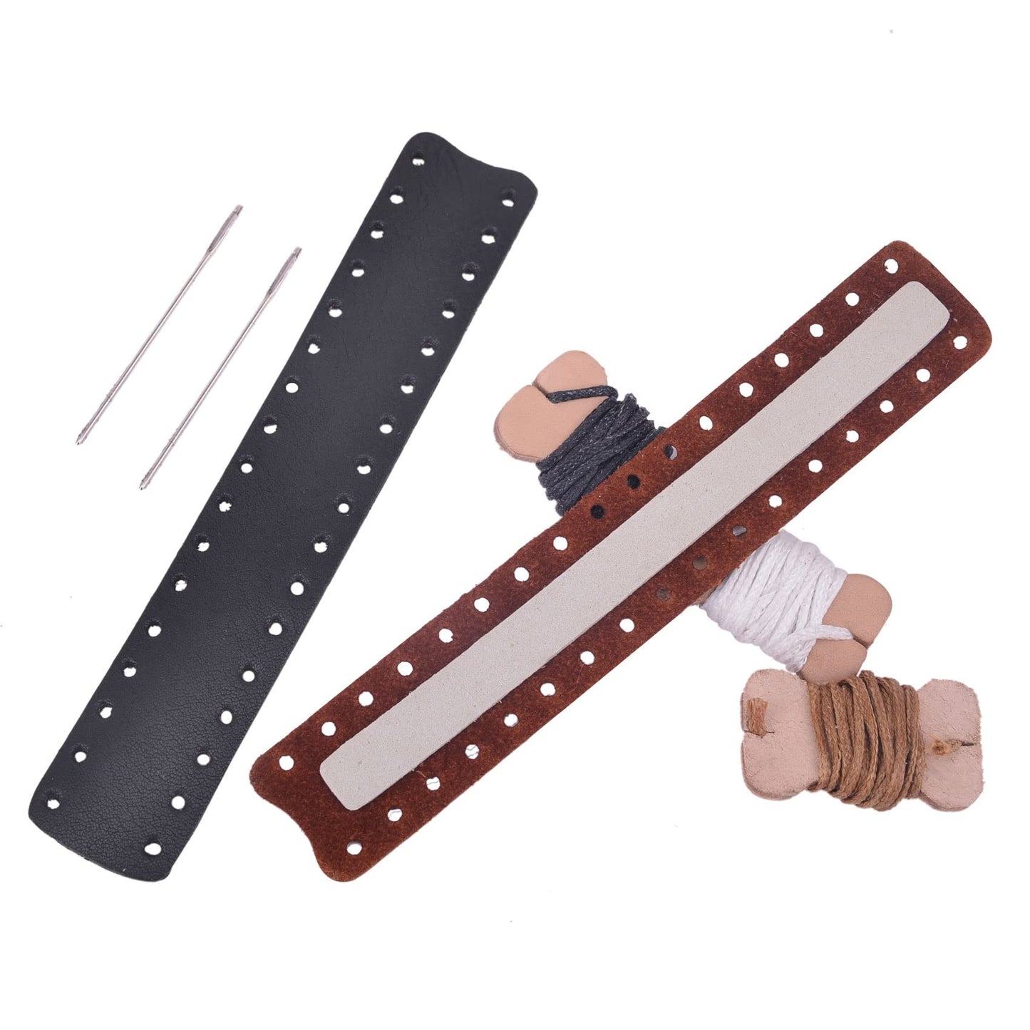 Tas Trost Cowhide Leather Lever Wrap For Lever Action Rife, Shotgun For Hunting Shooting (Brown ×1，Black×1, 6inch)
