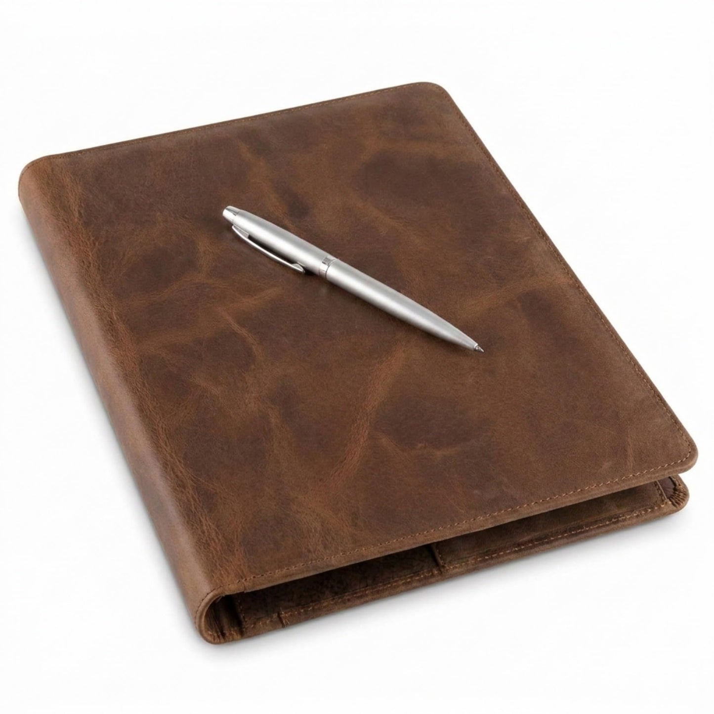Moonster Leather Portfolio Professional Organizer Padfolio – Resume Folder with Luxury Pen - Leather Binder Portfolio Writing Pad with Business Card Holder - Portfolio Folder for Men & Women