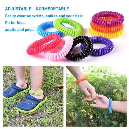 20 Pack Mosquito Bracelets with 4 Patches - Waterproof Wrist Bands for Kids & Adults, Natural Deet-Free Resealable