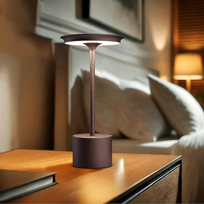 Cordless Table Lamp, Portable Rechargeable 6000mAh Outdoor Table Lamp, 3 Color Stepless Dimming Battery Powered Lamp, LED Table Light for Dinner/Bedroom/Restaurant/Outdoor (Rust)