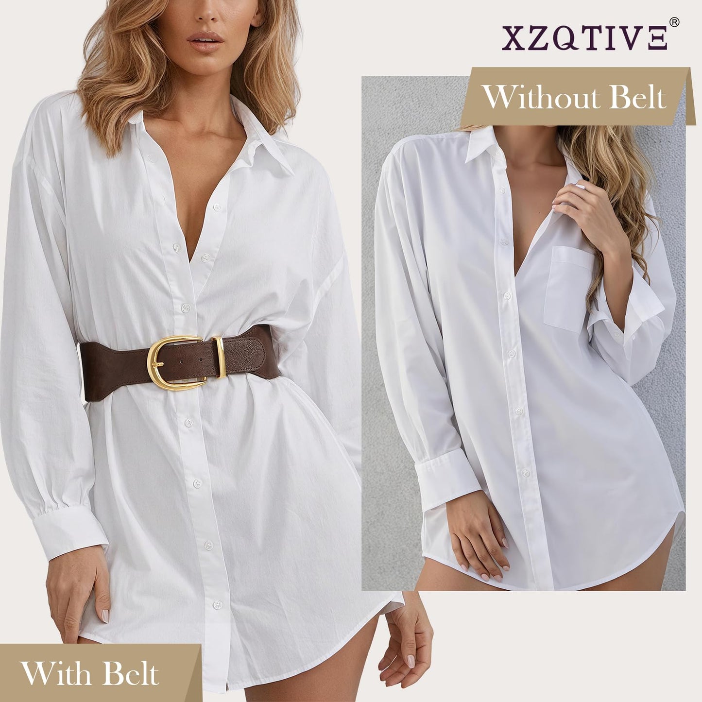 XZQTIVE Women Wide Elastic Waist Belt for Dresses Fashion Cinch Belts Stretchy Waistband with Gold Buckle, Chocolate Brown(Fit Waist Size 34"-37")