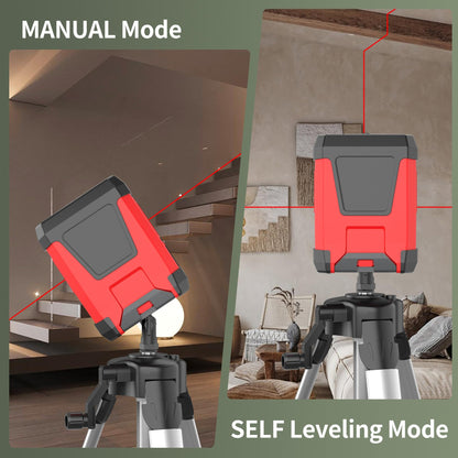 Laser Level Self-leveling Red Cross laser tool with vertical and horizontal lines,360 degree rotation self-leveling mode&IP54 waterproof for Picture Hanging Indoor & Outdoor