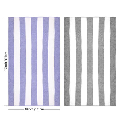 CLOWOOD Plush Oversized Beach Towel - Cotton 40 x 70 Inch Large Thick Charcoal Grey Striped Cabana Pool Swimming Towel